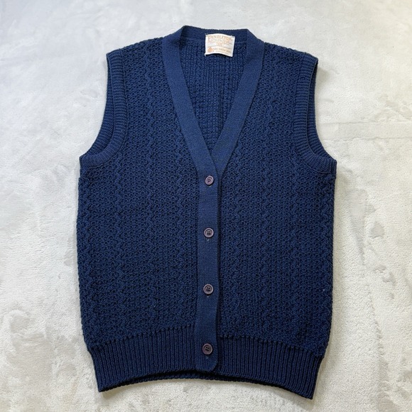 Pendleton Other - Vintage Pendleton Wool Cable Knit V-Neck Sweater Vest Navy Blue Mens Small 34